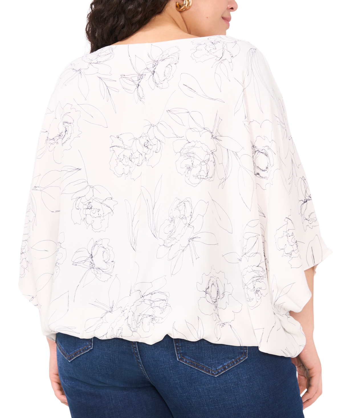 VINCE CAMUTO PLUS SIZE PRINTED 3/4-RAGLAN SLEEVE TOP, EXCLUSIVELY AT MACY'S 
