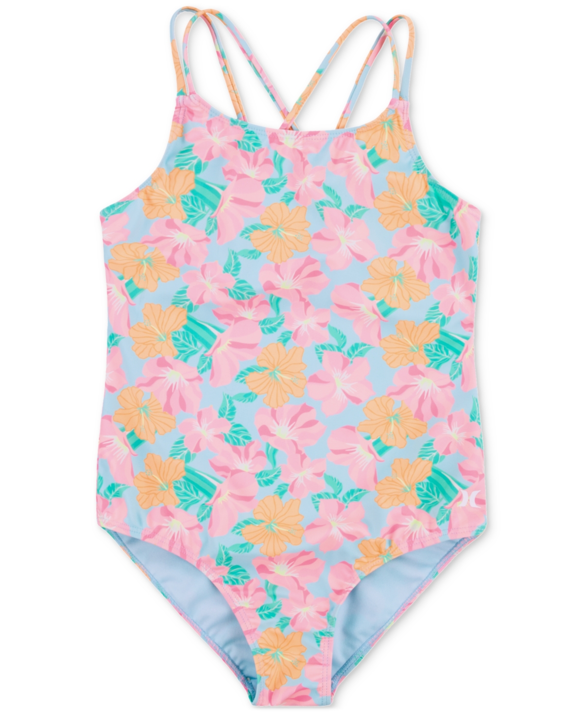 HURLEY BIG GIRLS STRAPPY ALL OVER PRINT ONE PIECE SWIMSUIT 