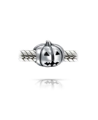 Halloween Pumpkin Charm Bead in Oxidized Sterling Silver