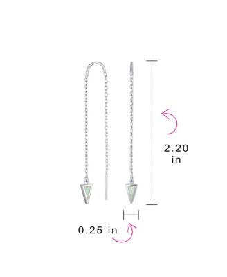 Delicate Arrow Triangle Opal Inlay Dangle Stone Earrings Sterling Silver