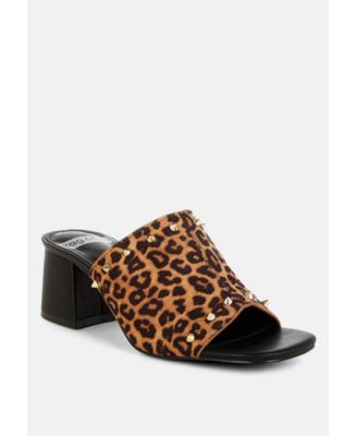 Edama Leopard Print Studded Slip Ons