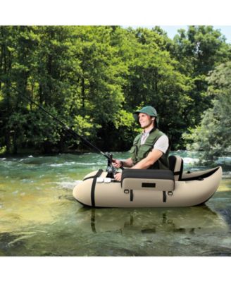 Inflatable Fishing Float Tube with Pump Storage Pockets and Fish Ruler