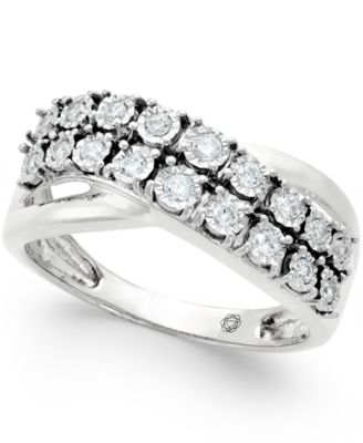 Macy's - Diamond Two-Row Crossover Ring (1/4 ct. t.w.) in 10k White or Yellow Gold