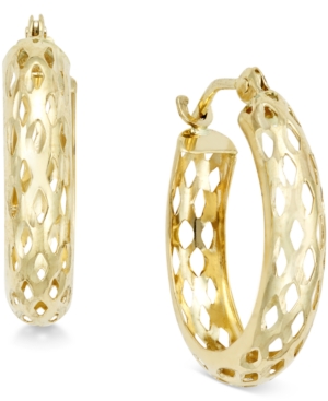 image of Diamond-Cut Mesh Hoop Earrings in 10k Gold