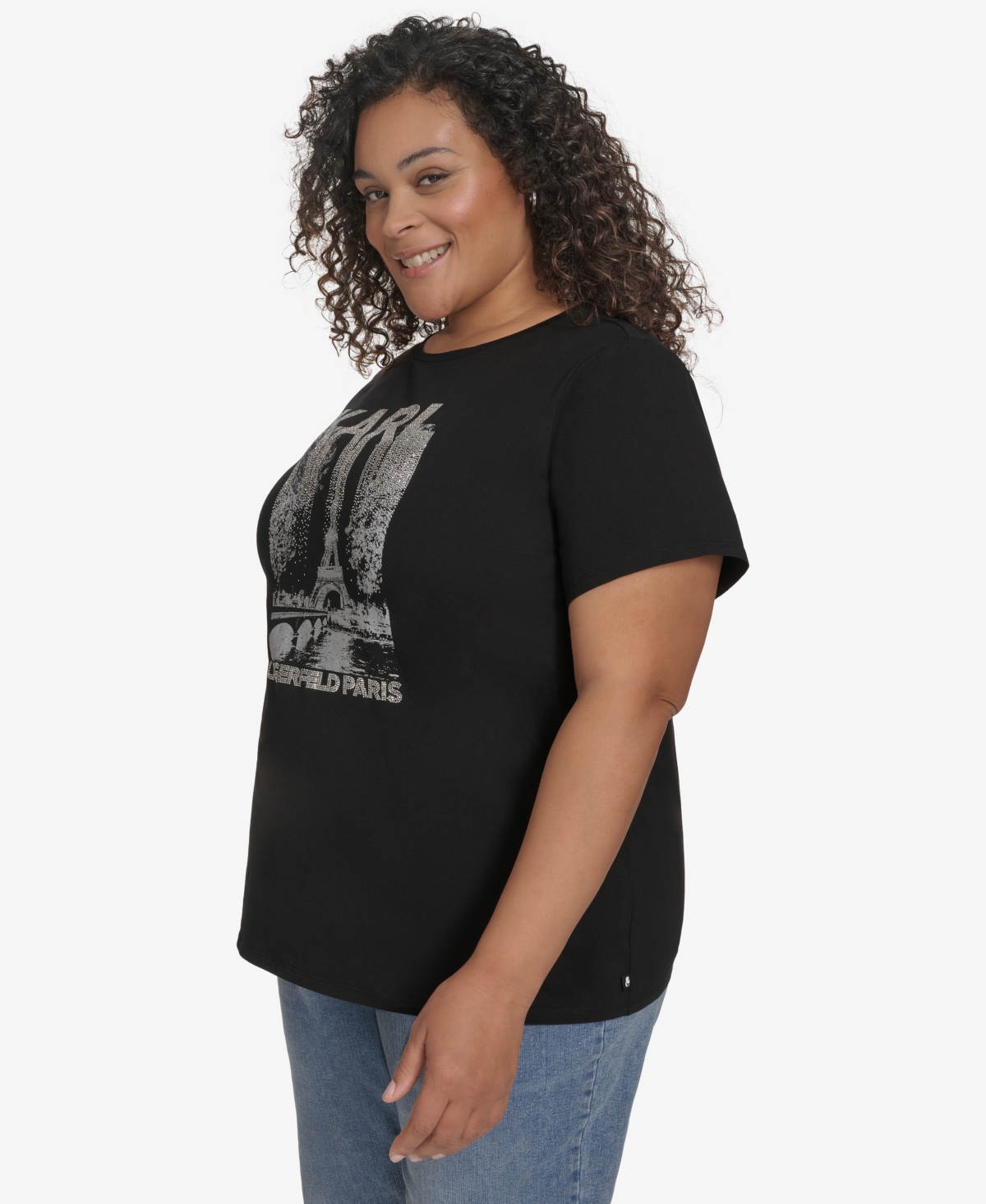 KARL LAGERFELD PLUS SIZE EMBELLISHED EIFFEL TOWER TEE, EXCLUSIVELY AT MACY'S 