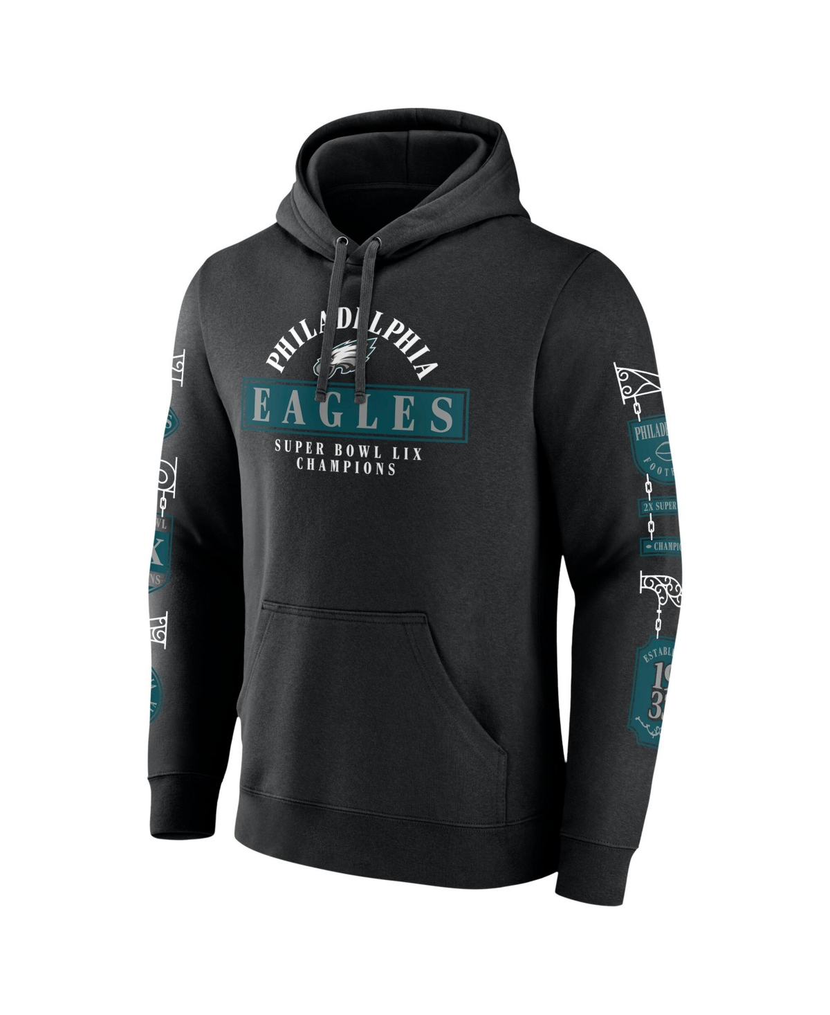 Fanatics Men's Black Philadelphia Eagles Super Bowl Lix Champions Four Piece Multi Hit Pullover Hoodie In Black