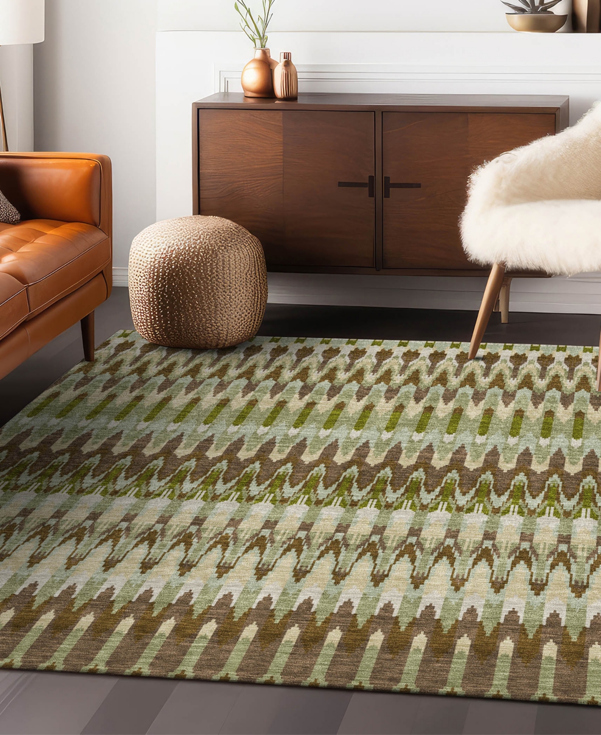 Addison Chantille Machine Washable Acn860 2'6"x3'10" Area Rug In Green