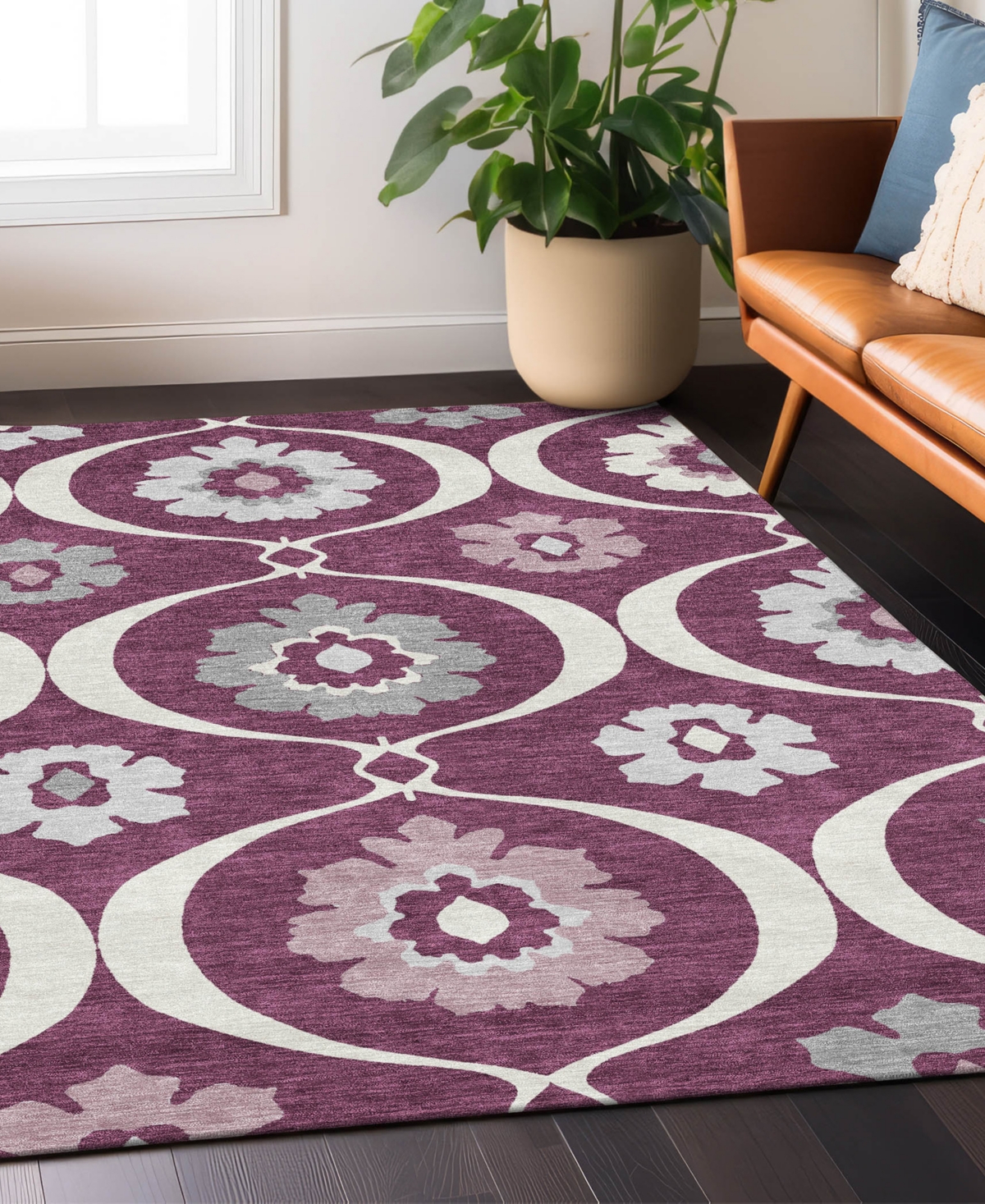 Addison Chantille Machine Washable Acn858 2'6"x3'10" Area Rug In Eggplant