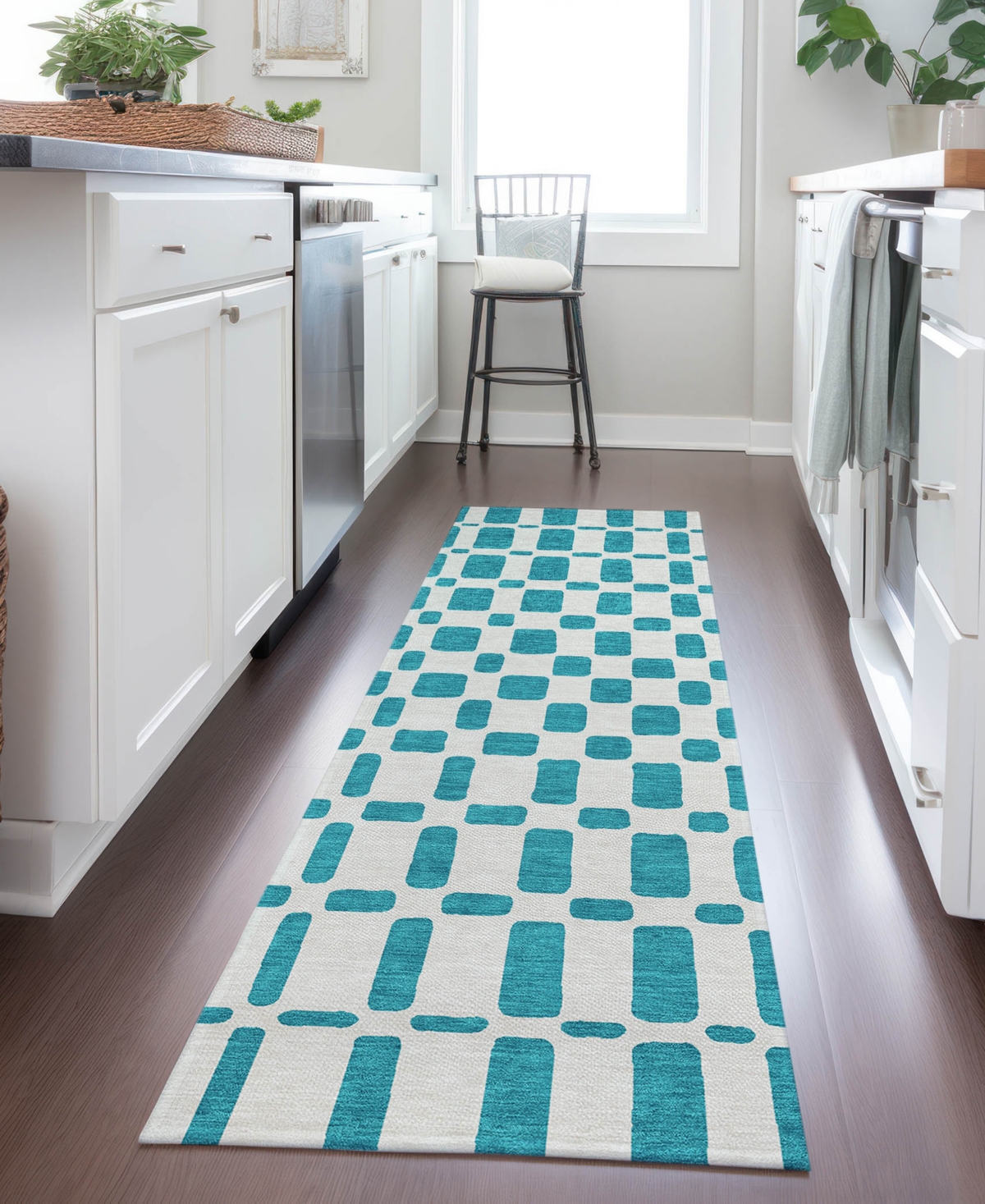 Addison Chantille Machine Washable Acn871 2'3"x7'6" Runner Area Rug In Teal