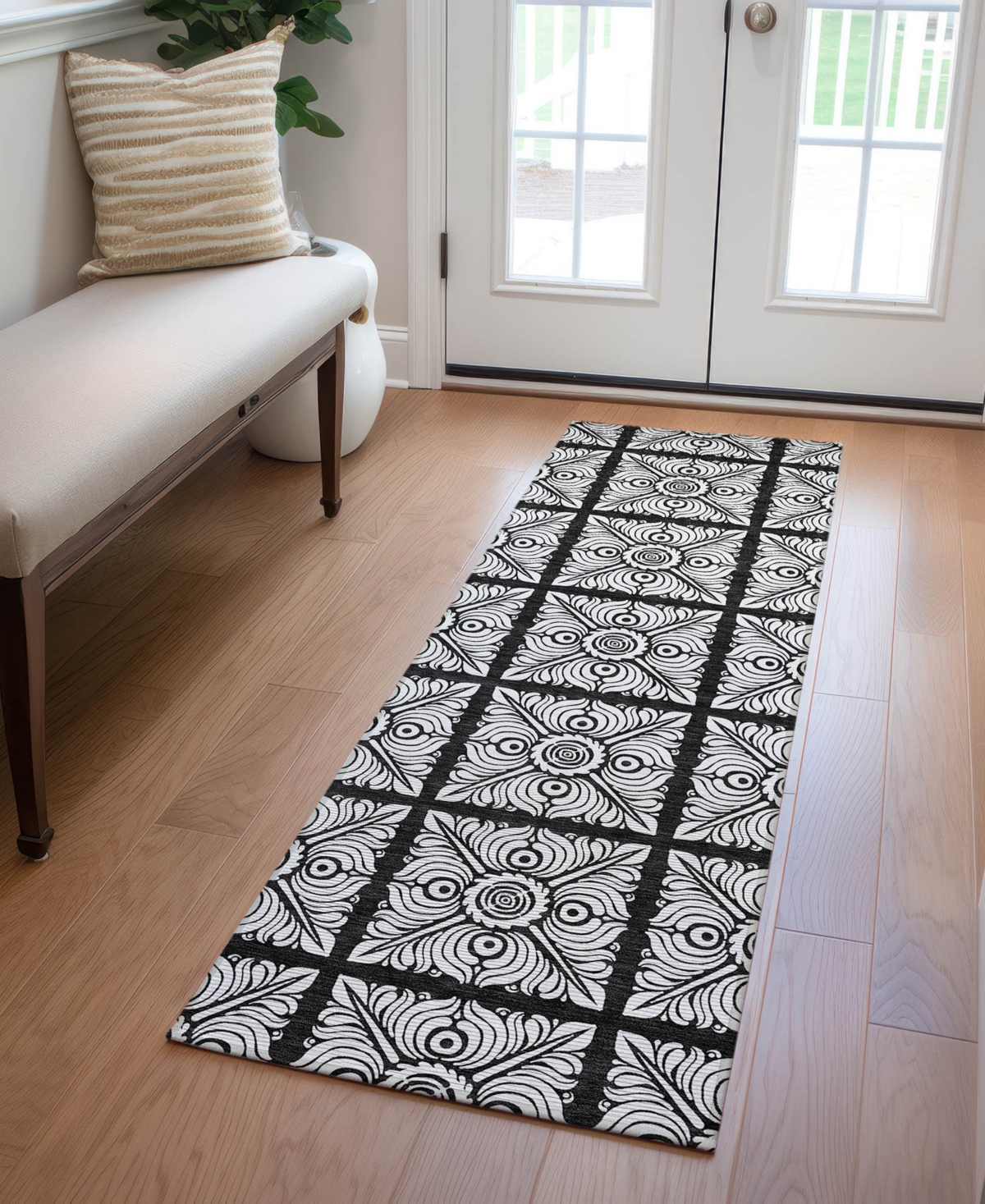Addison Chantille Machine Washable Acn854 2'3"x7'6" Runner Area Rug In Black