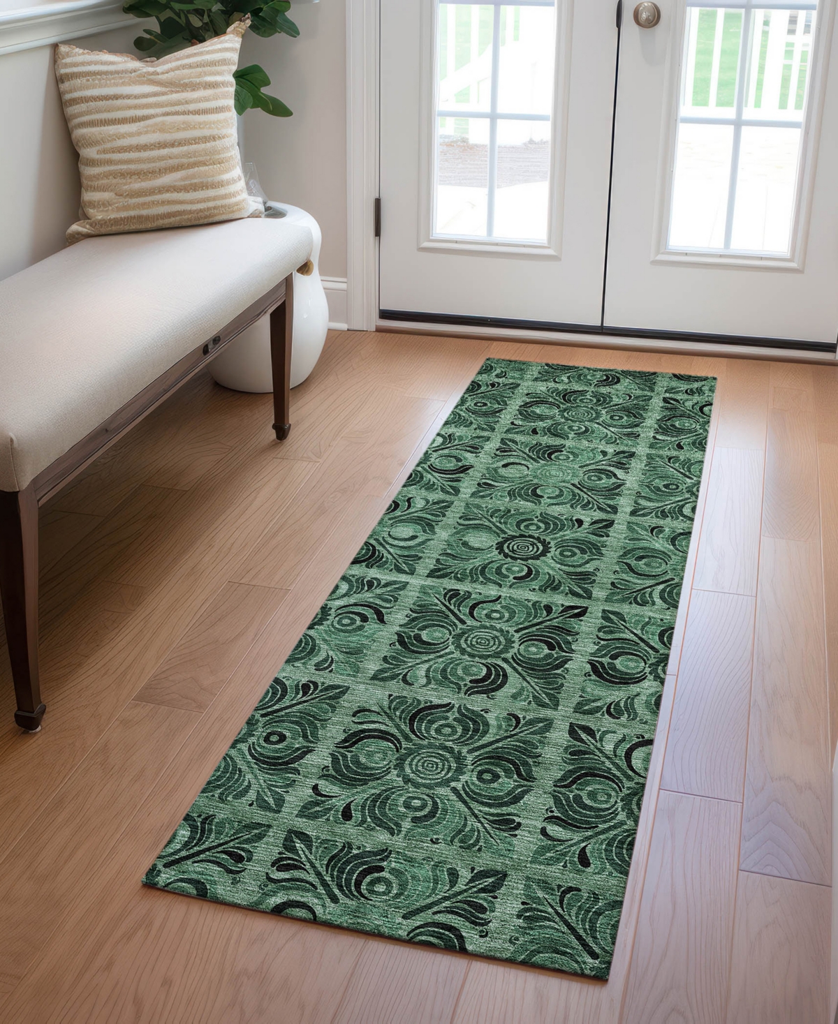 Addison Chantille Machine Washable Acn853 2'3"x7'6" Runner Area Rug In Green