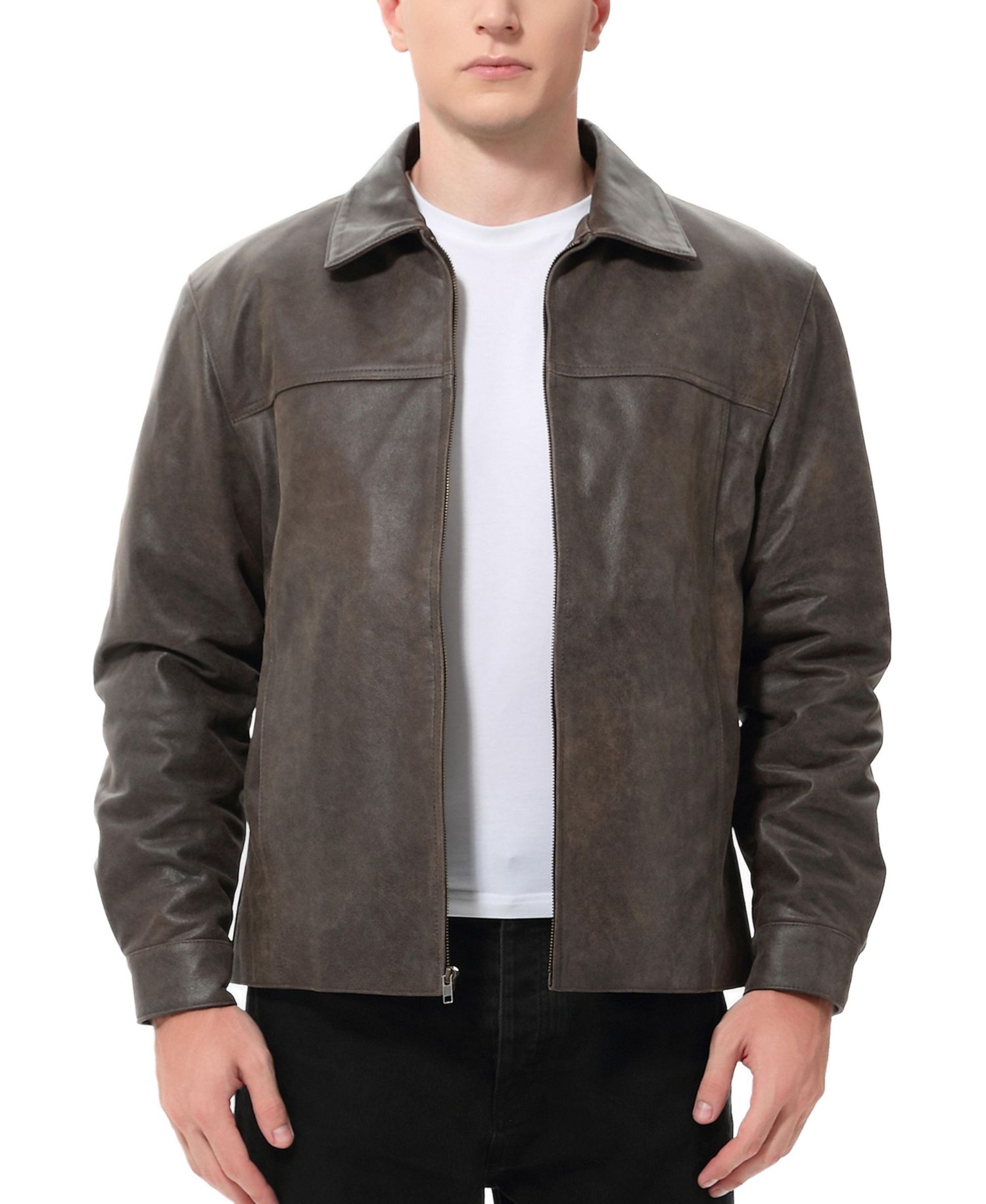 Men David Distressed Leather Jacket