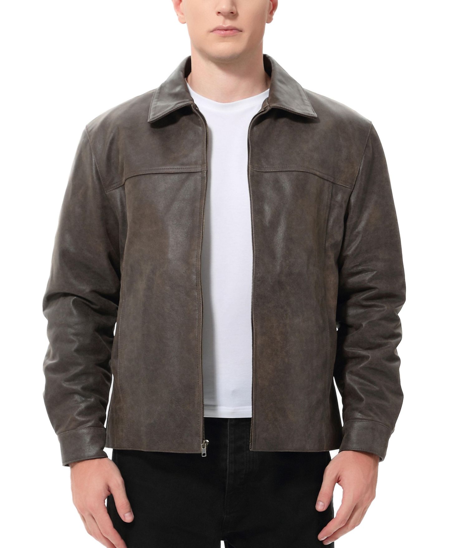 Мужская куртка BGSD Tall Men David Distressed Leather, цвет: Коричневый — фото 1