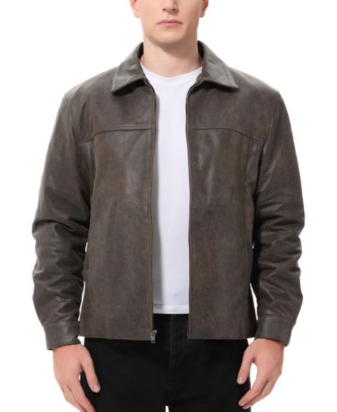 Мужская куртка BGSD Tall Men David Distressed Leather, цвет: Коричневый