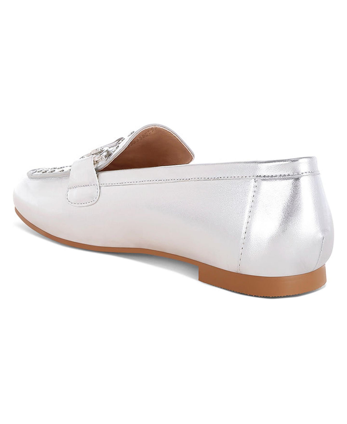 Женские туфли Rag & Co Estafa Horsebit and Studs Metallic Pleather, цвет: Серебряный — фото 3