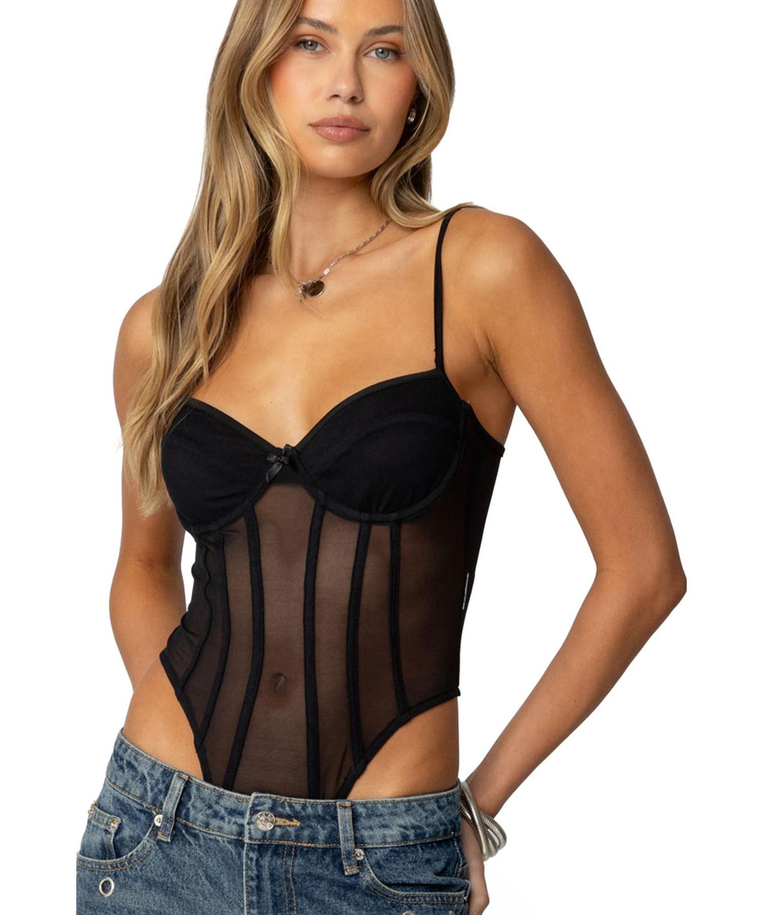 Women's Jenia Sheer Mesh Cupped Bodysuit