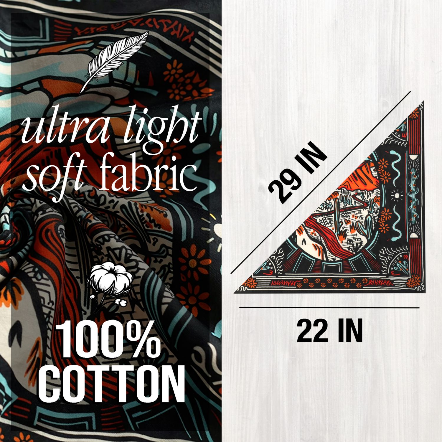 Lightweight Western Theme 22"x22" 6-Pack Bandana Set