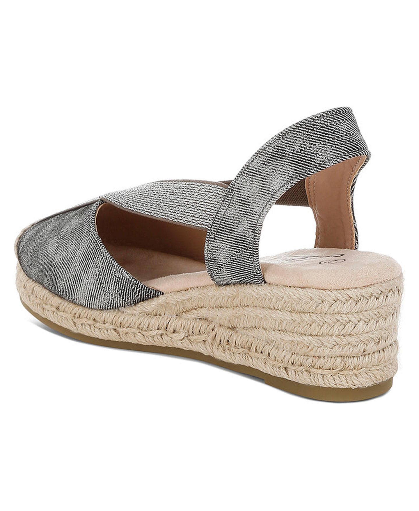 Женские сандалии London Rag Port Side Metallic Woven Espadrille Wedges, цвет: Чёрный джинсовая искусственная кожа — фото 3