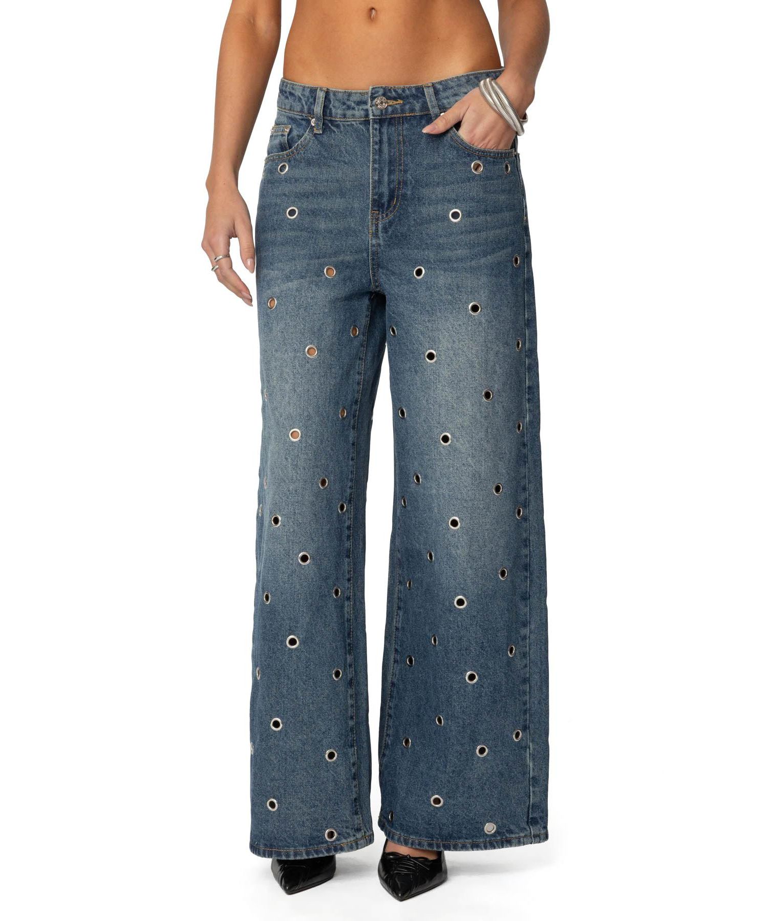 Women's Jainie Grommet Low Rise Jeans