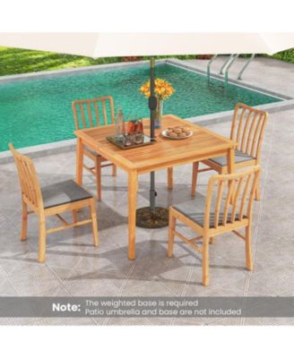 Acacia Wood Dining Square Bistro Table with Umbrella Hole
