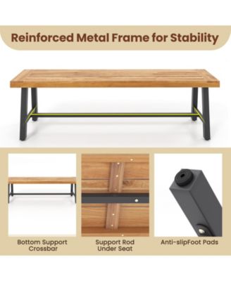 3-Person Outdoor Bench in Acacia Wood, Backless Style for Deck or Entryway