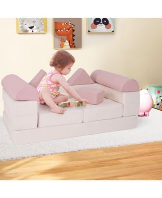 9-Piece Foam Climb and Crawl Playset with Soft Suede Cover for Toddlers