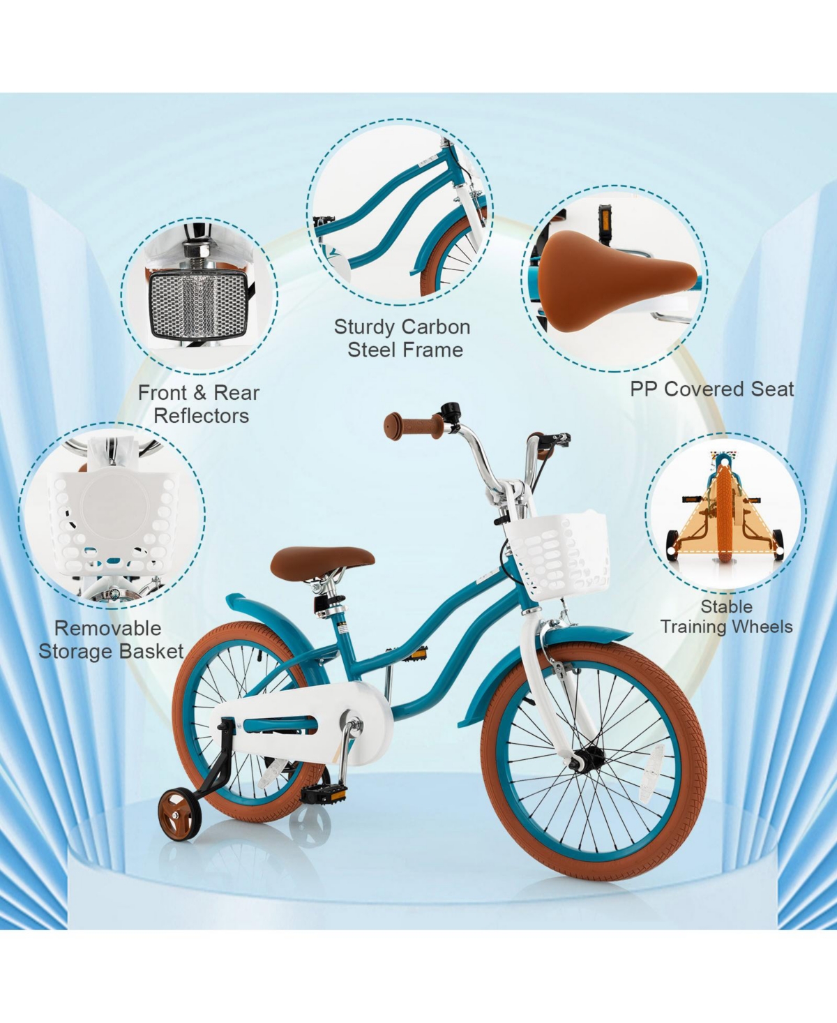 Kids Bike with Front Handbrake 2 Training Wheels