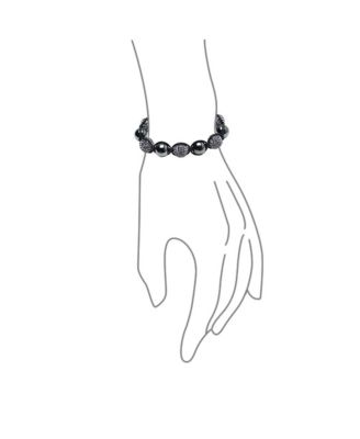 Black Pave Crystal Ball Bracelet Black Cord String Adjustable