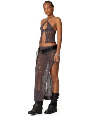 Womens Jaynie Distressed Knit Top