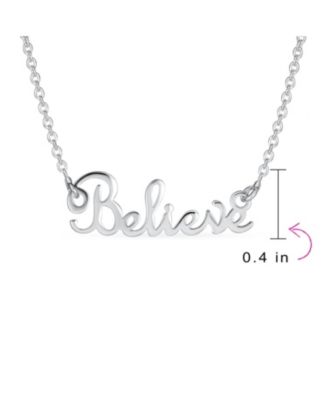 Sideways Station Script Word Believe Pendant Necklace .925 Sterling Silver 16"