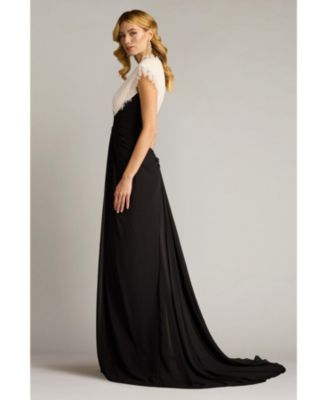【TADASHI SHOJI】Amelie Lace Trim Chiffon Gown Tadashi Shoji Amelie Lace Trim Chiffon Gown - Macy's