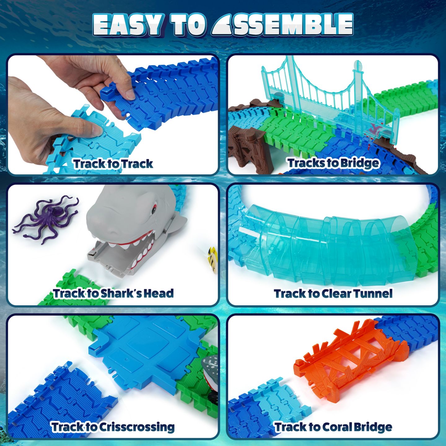 Детский конструктор USA Toyz Sharky Seas Race Track 225-Piece Building Set, Ages 6+ — фото 4