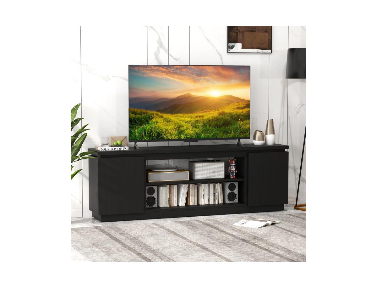 Tv Cabinet with 3 Adjustable Shelves and Anti-Tipping Kits Secure Entertainment Center for Living Room