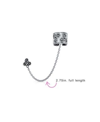 Celtic Irish Trinity Triskele Wrap Cartilage Ear Cuff Chain Pierced Ear Stud Earrings 1Pcs Oxidized .925 Sterling Silver