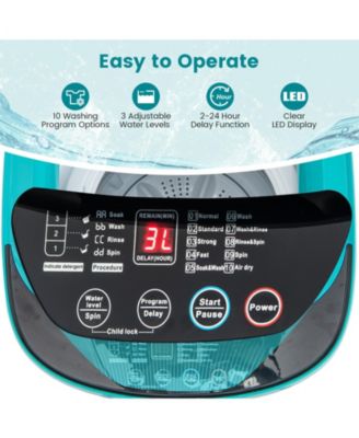 7.7 lbs Full-Automatic Washing Machine with 10 Washing Programs