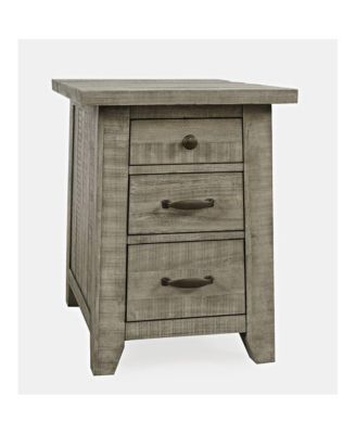 Telluride Rustic Farmhouse Solid Wood USB Charging Chairside End Table