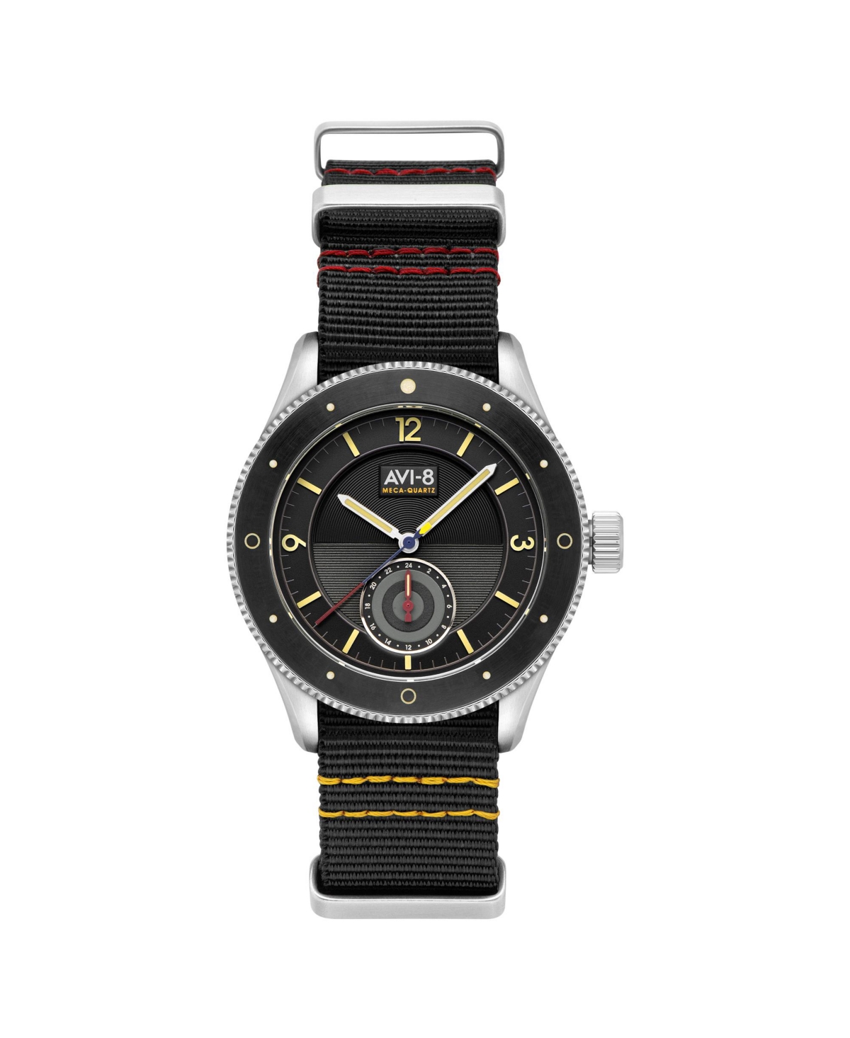 Avi-8 Men's Flyboy Airmaster Sector Meca-quartz Black Nylon Strap Watch, 40mm In Black