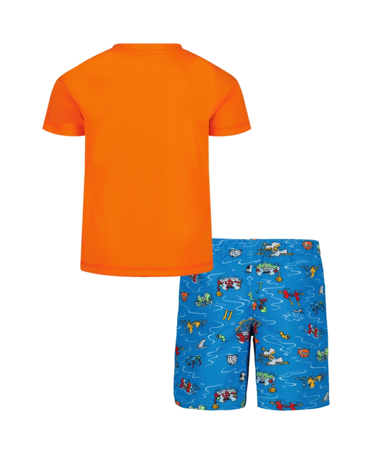 Under Armour Little And Toddler Boys 2-piece Town Pool Short Sleeve T-shirt And Volley Shorts Set In Blaze Orange Multi