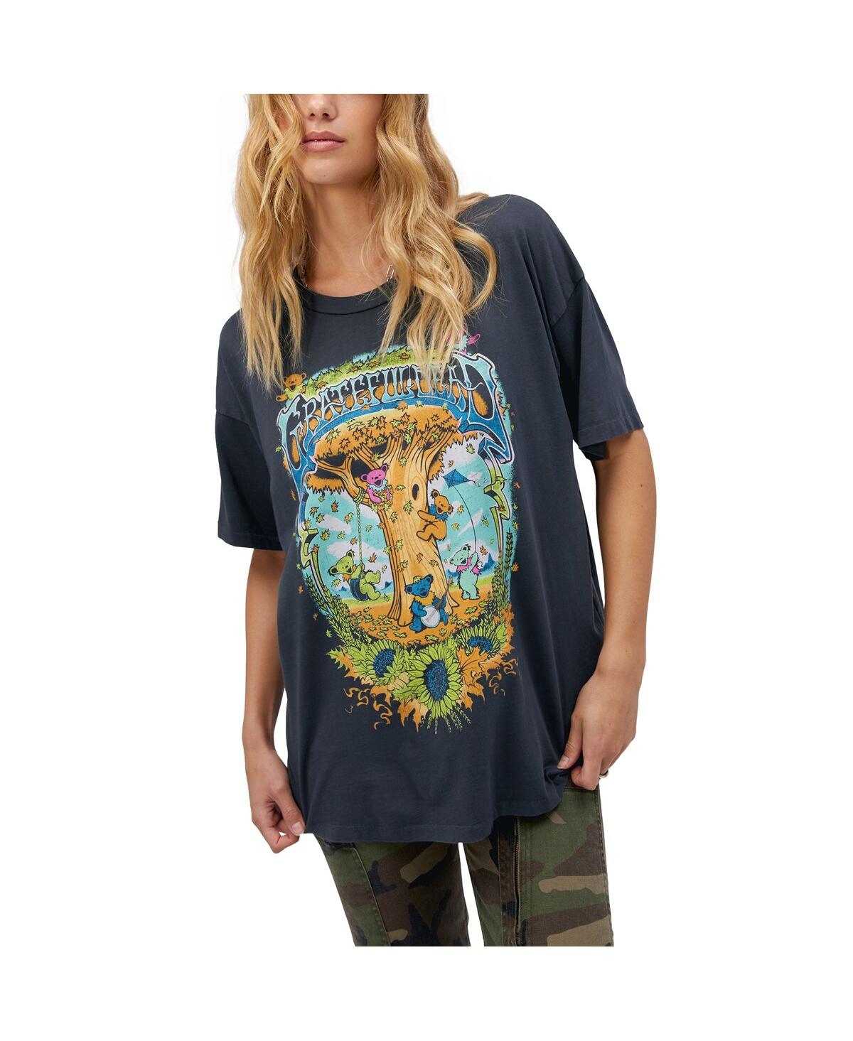 Daydreamer Women's Charcoal The Grateful Dead Autumn Bears Merch T-shirt In Charcoal