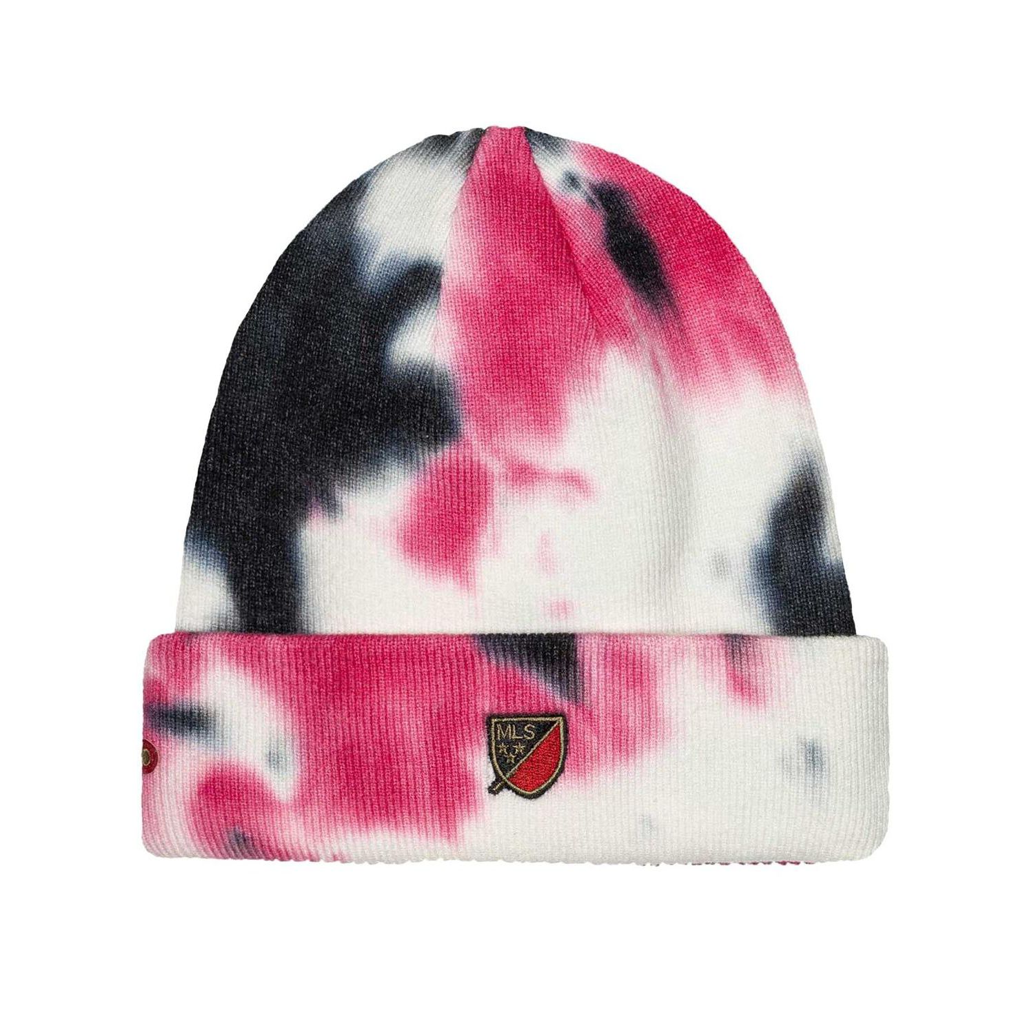 Men's Black Atlanta United FC Psychedelic Tie-Dye Cuffed Knit Hat