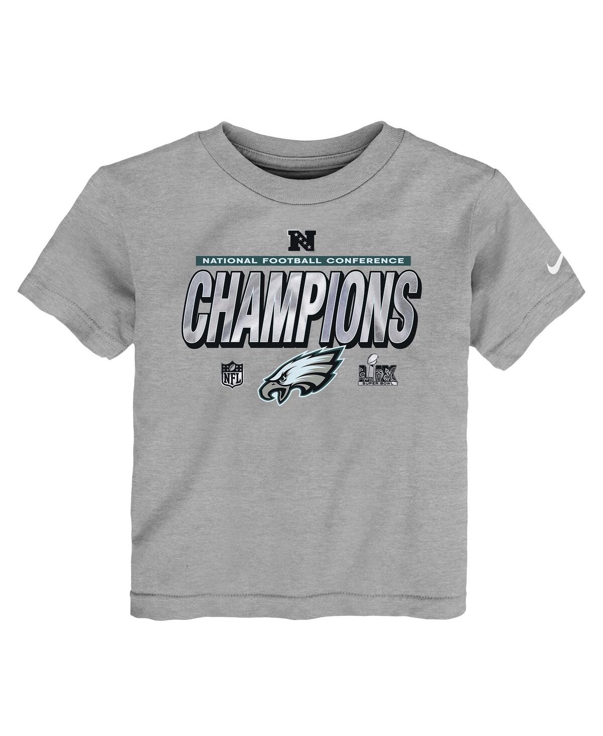Nike Toddler Heather Gray Philadelphia Eagles 2024 Nfc Champions Locker Room Trophy Collection T-shirt In Heather Gray