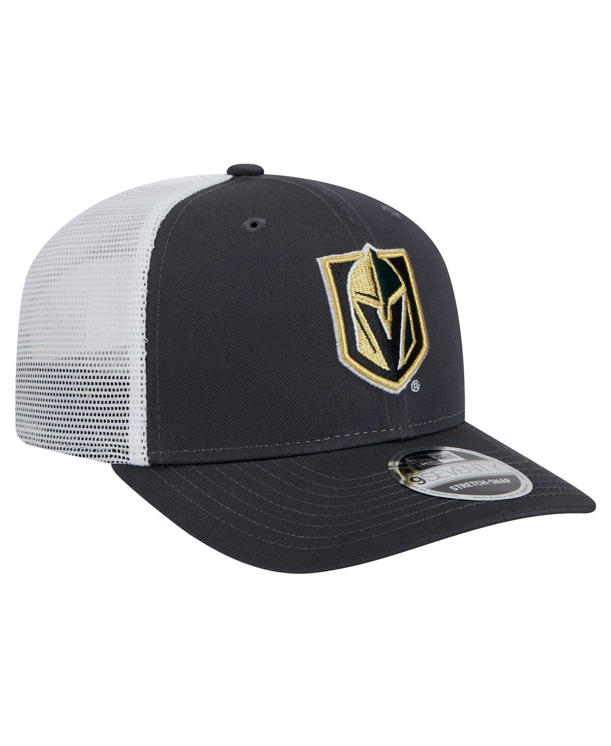 New Era Men's Charcoal/white Vegas Golden Knights Core Trucker 9seventy Stretch-snap Hat In Charcoal,white