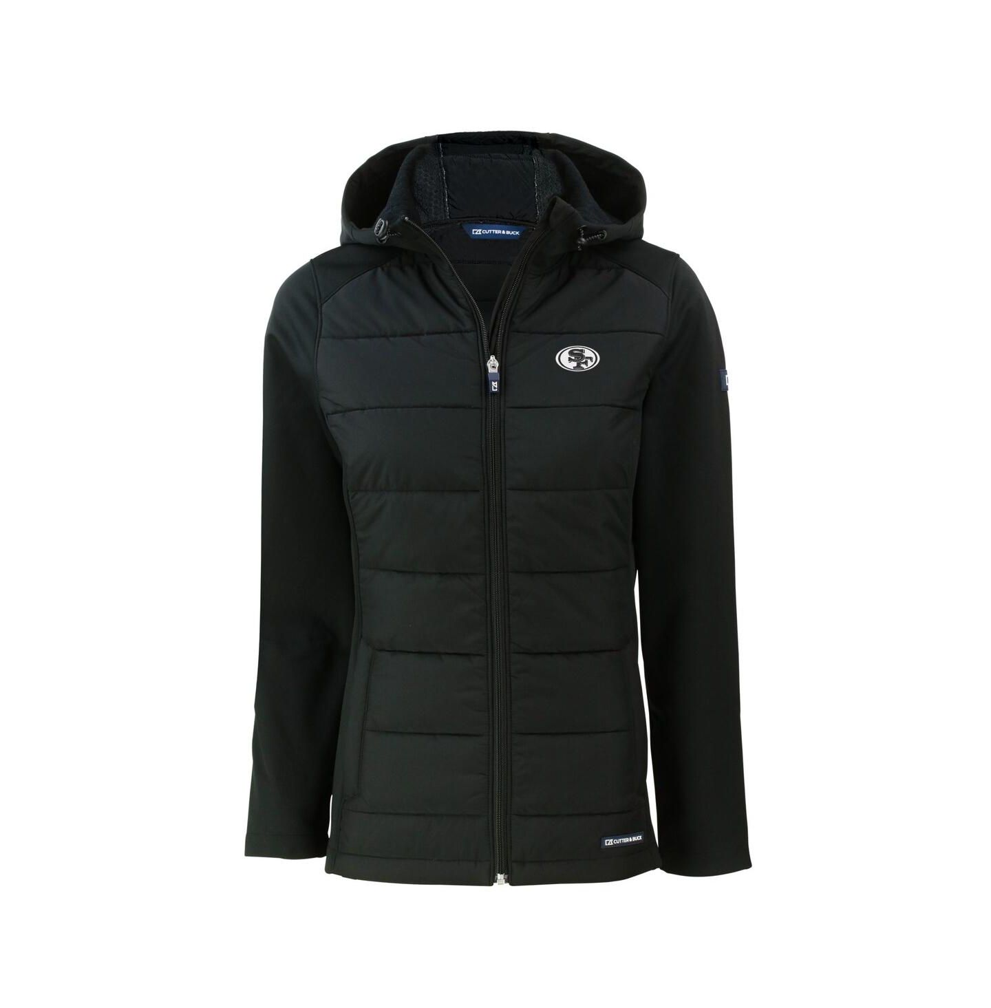 Женская куртка Cutter & Buck Black San Francisco 49ers Evoke Hybrid Eco Softshell Full-Zip Hoodie Jacket — фото 3