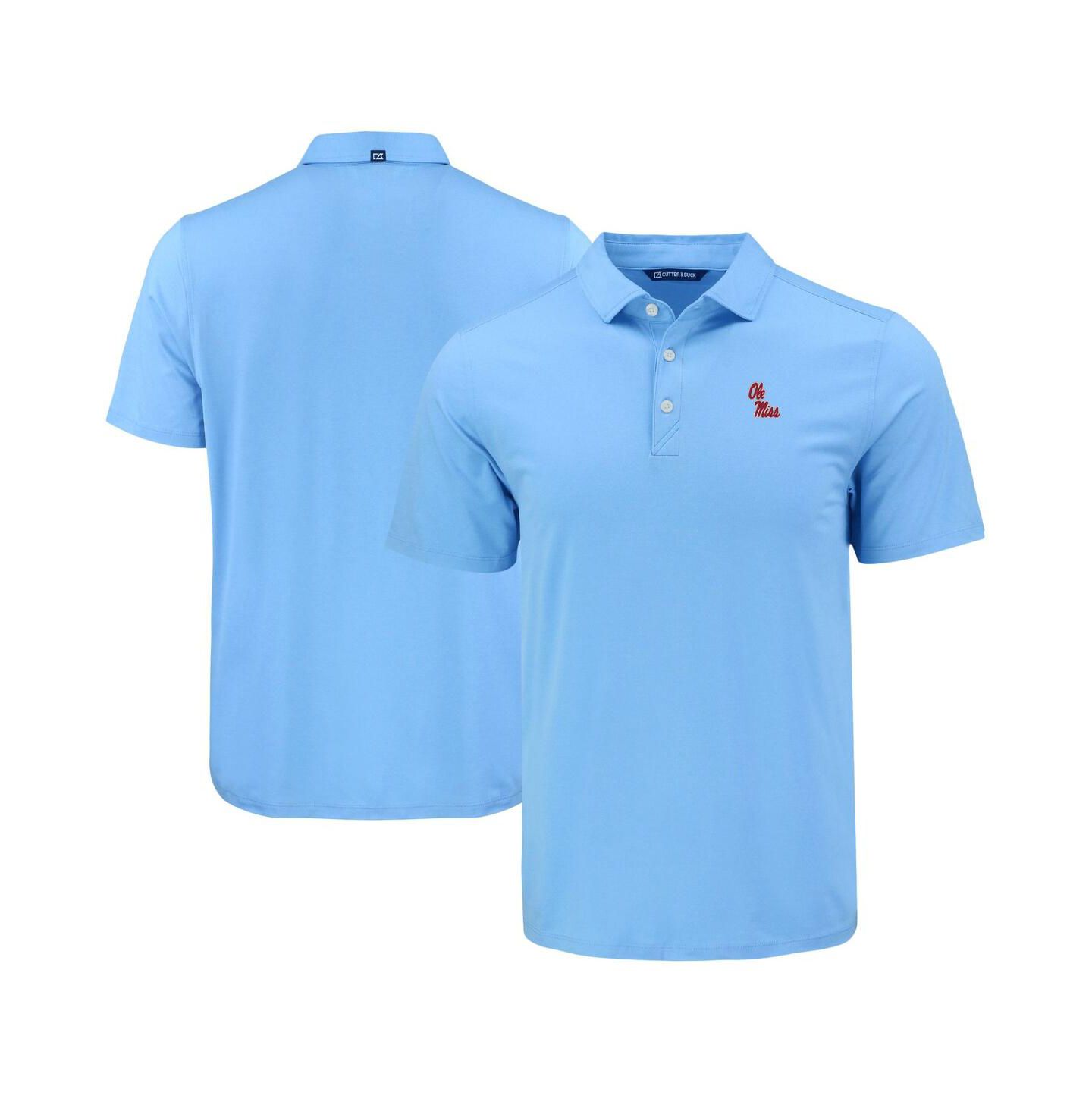 Мужское поло Cutter & Buck Powder Blue Ole Miss Rebels Coastline Epic Comfort Eco Polo Shirt — фото 1
