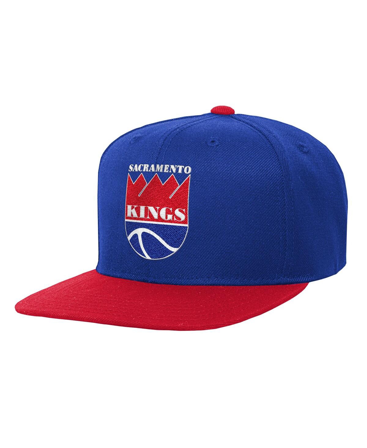 Mitchell & Ness Kids' Big Boys And Girls Blue/red Sacramento Kings Team Logo Two-tone Flatbrim Snapback Hat In Multi