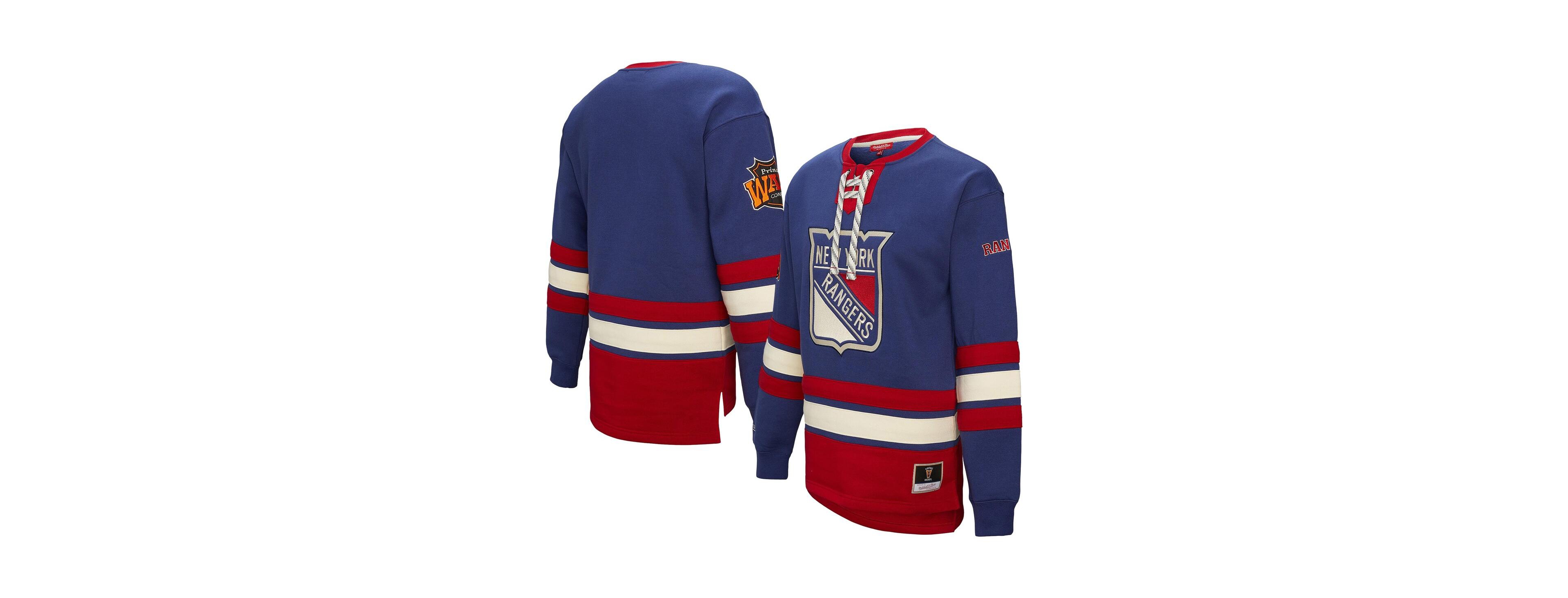 Mitchell & Ness Women's Blue New York Rangers Heritage Lace-Up Pullover Sweatshirt