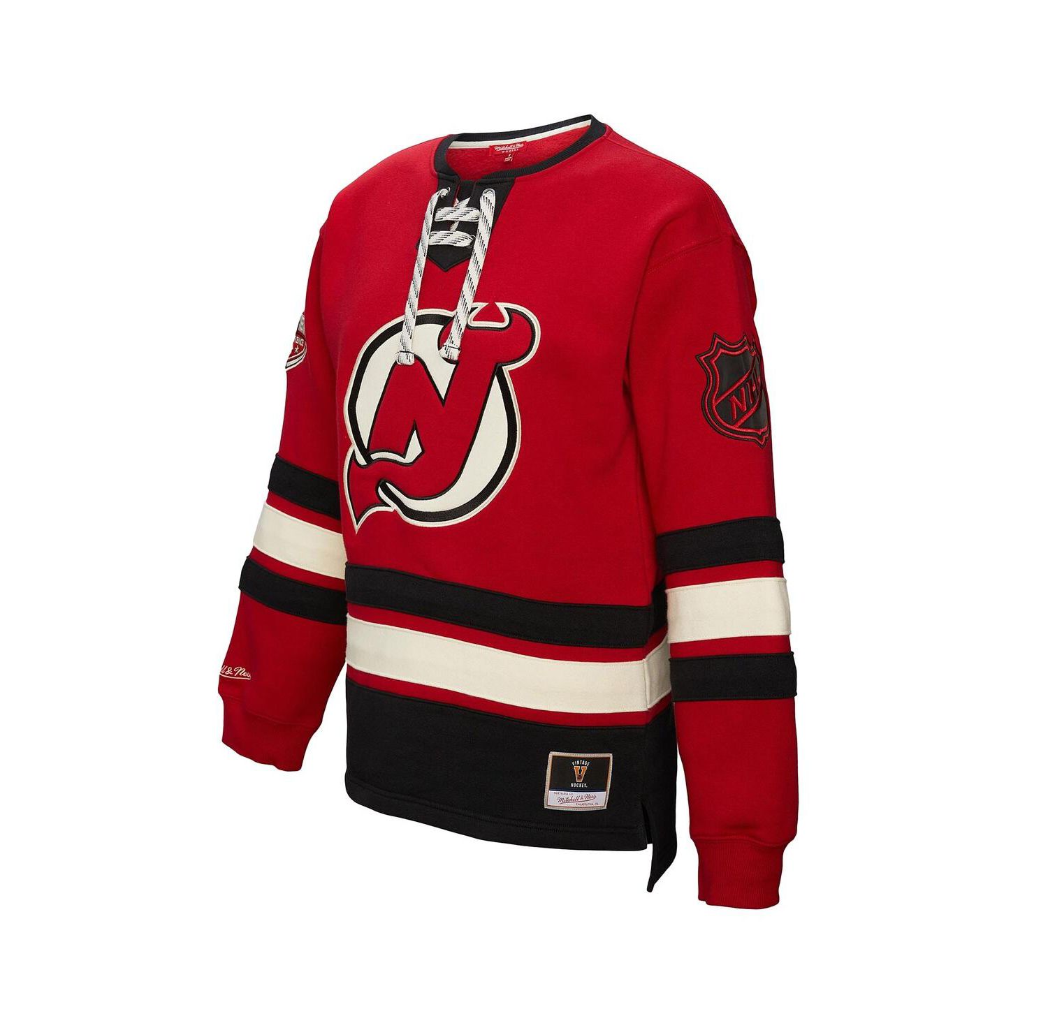 Women's Red New Jersey Devils Heritage Lace-Up Pullover Sweatshirt