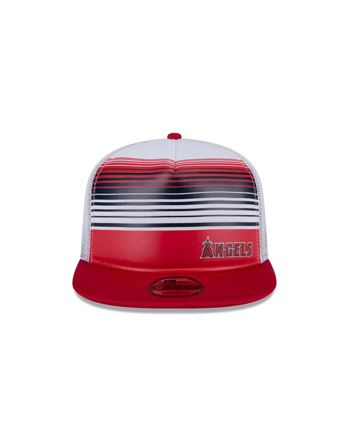 NEW ERA MEN'S RED LOS ANGELES ANGELS TEAM HORIZON 9FIFTY A-FRAME TRUCKER SNAPBACK HAT 