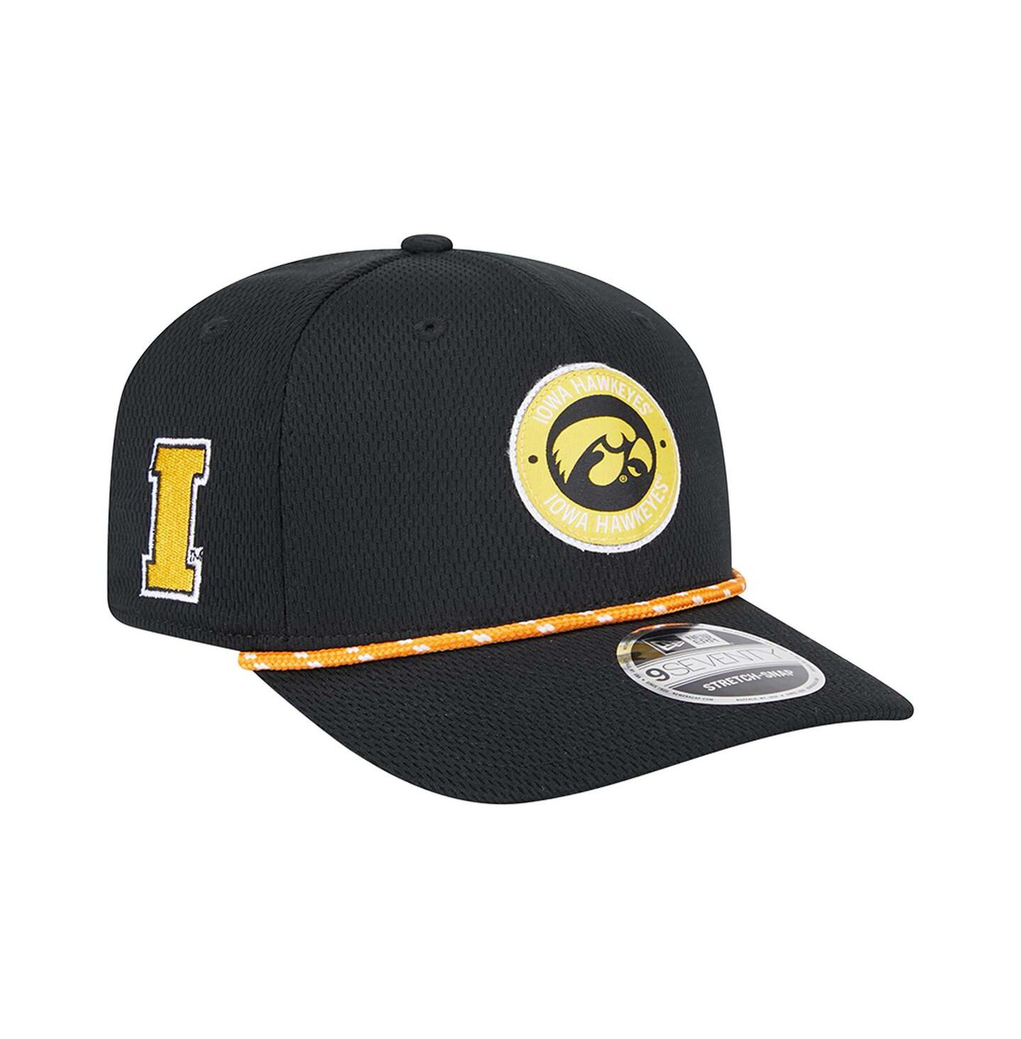 Мужской головной убор New Era Black Iowa Hawkeyes Coolera 9SEVENTY Rope Stretch-Snap Hat — фото 1
