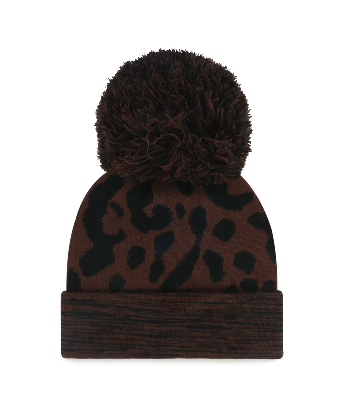 47 Brand Women's Brown Atlanta Braves Rosette Cuffed With Pom Knit Hat In Brown